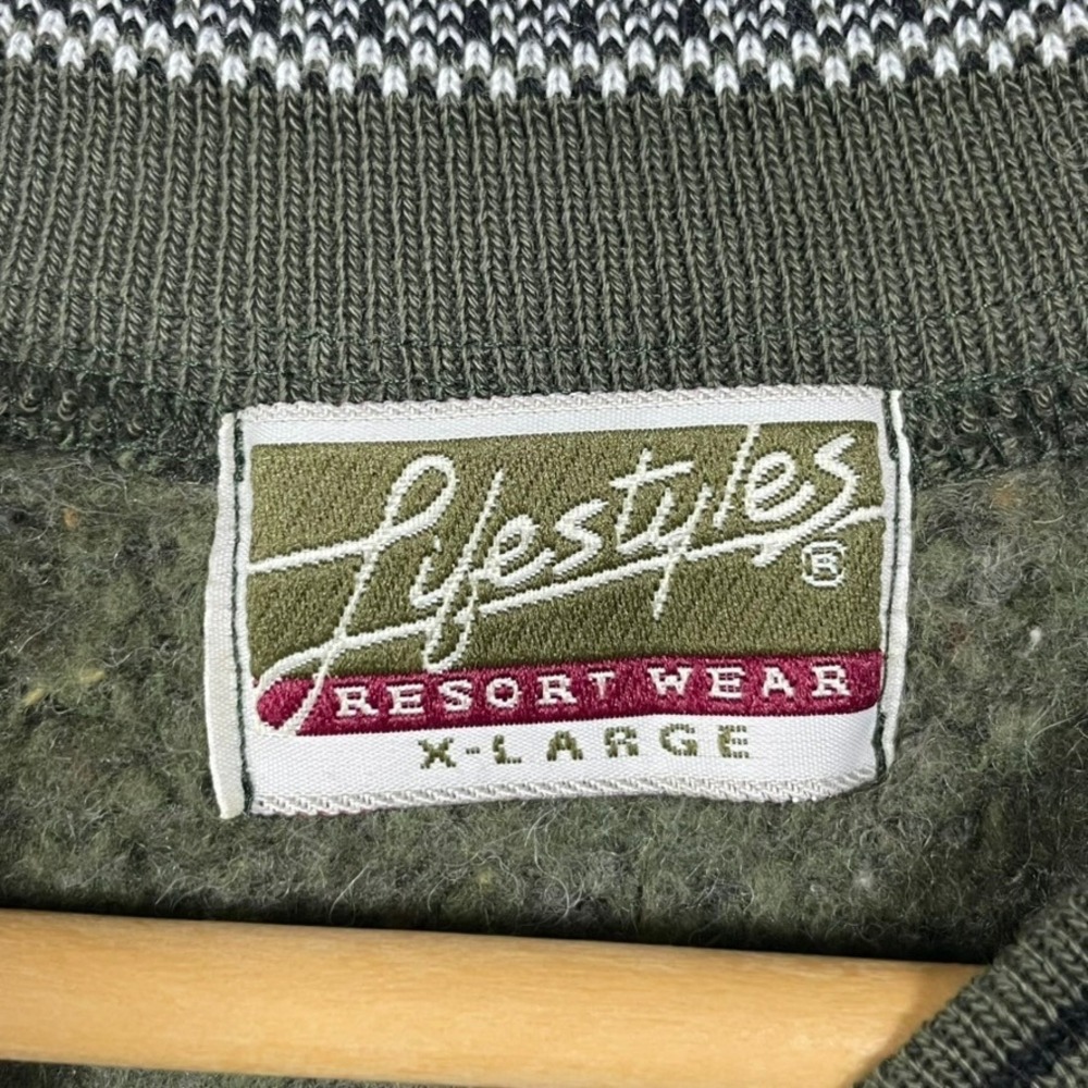 Lifestyles Resort Wear Alaska Sweatshirt Men XL Green Gorpcore Vintage USA Cabin - Picture 6 of 11